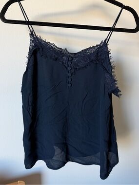 Mango Black Lace-Trim Spaghetti Strap Camisole